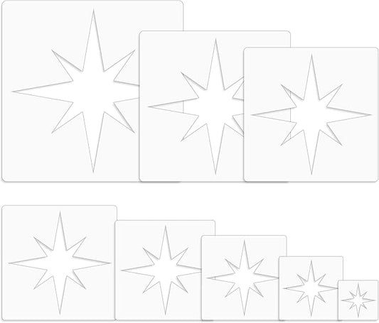 Star Template - 8 Reusable Pentagram Stencils for Painting & Drawing