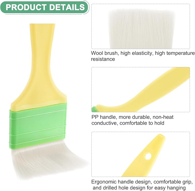 2-Pack Pastry Brush, Wool Basting Baking BBQ Oil Brush for Cooking/Barbecue/Kitchen [3"]