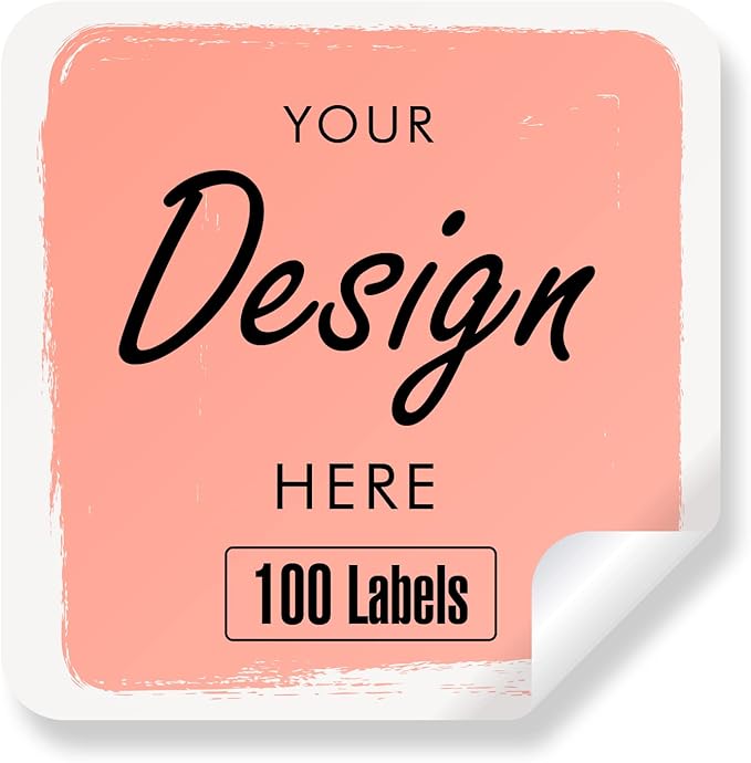 Custom Personalized Labels - Square 4"x4" Stickers With Any Design, Image, Logo, Text - Thank You Labels for Business, 100 Count