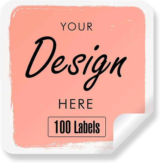 Custom Stickers Personalized Labels - Customized Stickers with Any Design Image Logo Text,Custom Thank You Label Stickers,Custom Stickers for Business Logo,100 Labels (Square,4.5"x4.5")
