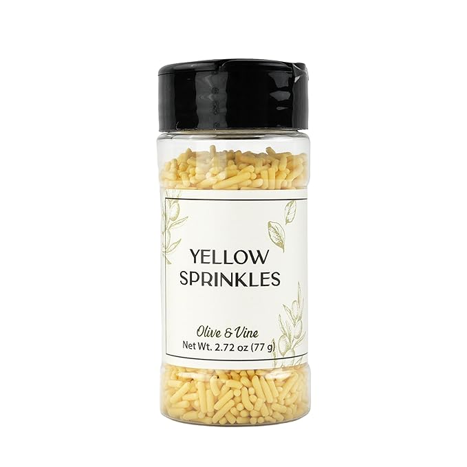 Olive & Vine Yellow Soft Sprinkles, Subtle Sweetness, For Baking & Desserts, Rich Tradition, Authentic Taste, For Global Recipes (2.72 Ounce)
