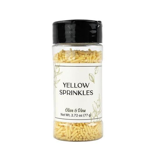 Olive & Vine Yellow Soft Sprinkles, Subtle Sweetness, For Baking & Desserts, Rich Tradition, Authentic Taste, For Global Recipes (2.72 Ounce)