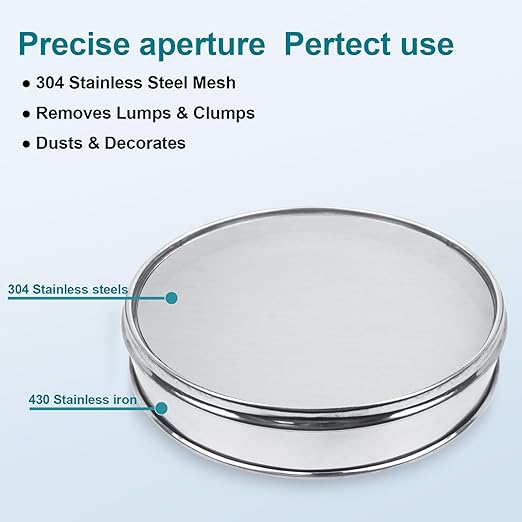 304 Stainless Steel Lab Sieve Screen Mesh, 100 Mesh (0.15mm) Aperture Test Sieve, 12Inch(30cm) Diameter Economy Standard Analysis Sample Test Sieves for Industrial Laboratory Homes