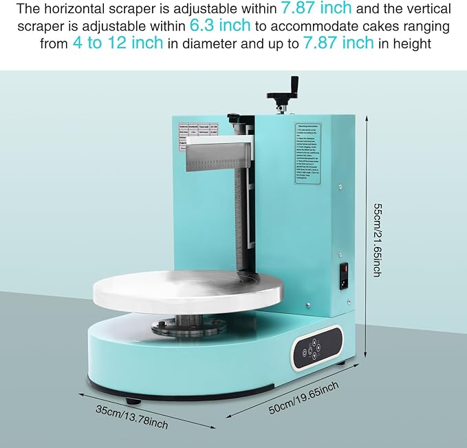 Cake Icing Machine 200W Auto Cream Spreading Machine w/LED Display, Horizontal & Vertical Spatula Adjust, Professional Cake Decorating Machine Frosting Turntable for 4-12 Inch Cakes (Green)