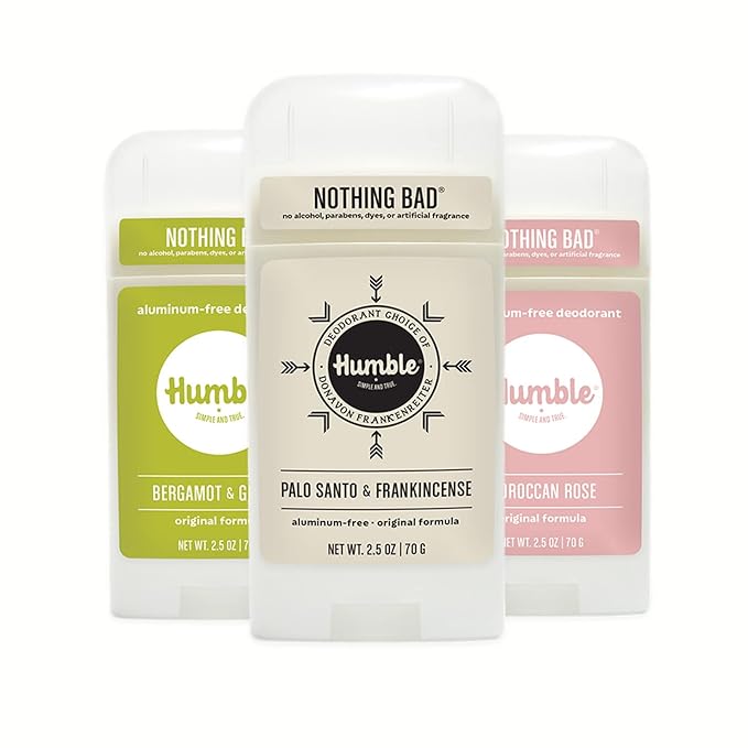 HUMBLE BRANDS Original Formula Aluminum-free Deodorant. Long Lasting Odor Control with Baking Soda and Essential Oils, Zesty & Earthy, 2.5 oz, 3 Pack Combo