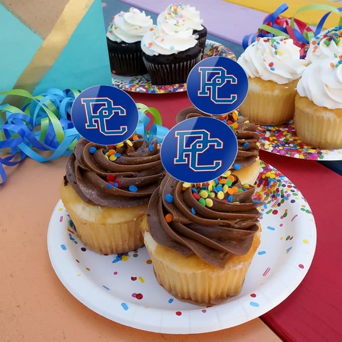 Presbyterian College Primary Logo Cupcake Picks Toppers Decoration Set of 6