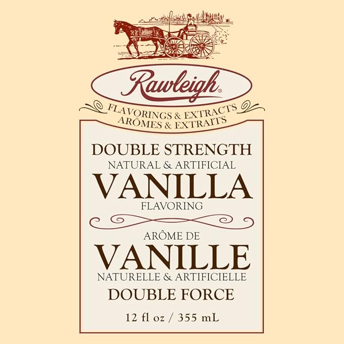 Rawleigh Double Strength Vanilla Flavoring: 12 fl oz, Rich Bourbon Vanilla Beans, Premium Flavoring for Baking Cookies, Cakes, & Desserts, Ice Cream, & Desserts, SQF Certified, 2X Strength - Pack of 3