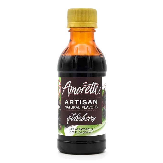 Amoretti - Natural Elderberry Artisan Flavor Paste, 8 oz, Perfect For Ice Cream, Beverages, Cakes, and more, Preservative Free, Vegan, Gluten Free, No Artificial Sweeteners, Highly Concentrated