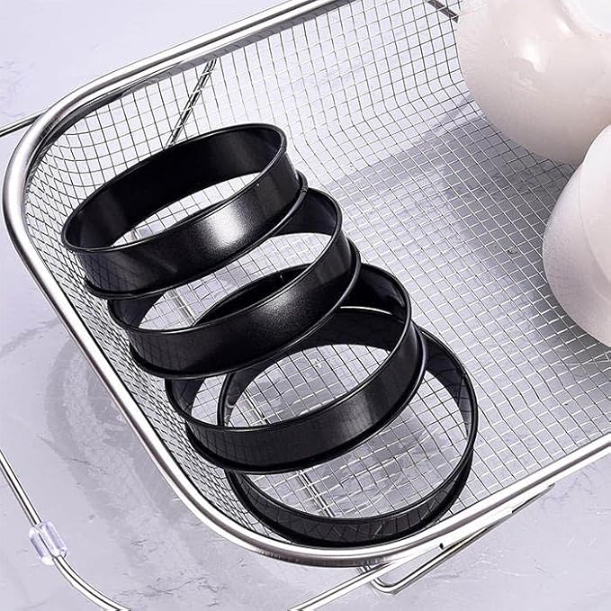 HLMOptimo English Muffin Rings, Stainless Steel Crumpet Rings, 4 Pcs Nonstick Metal Round Ring Molds with Silicone Oil Brush (4 inch)