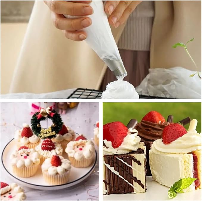 Piping Bag, 100 Pcs Disposable Pastry Bags Plastic Icing Pipe Bag, DIY Cake Decorating Tool for Cupcake Biscuit Dessert Cookie Decorating, White Extra Large, Thick, Long 55CM / 24 Inches