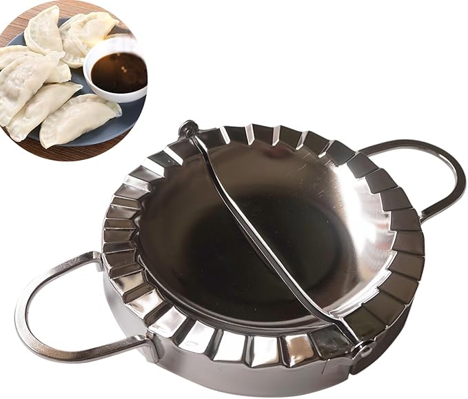 6 Inch Chinese Dumpling Maker Empanda Press, Stainless Steel Large Ravioli Maker, Pastry Tools, Jiaozi Maker, Dough Cutter for Pocket Pie, Pierogi & Hand Pie