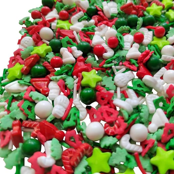 Eastron 1 Bottle Edible Christmas Sprinkles- Cake Sprinkles Decoration - Sprinkles for Baking - Cupcake and Cake Topper - Sprinkle Mix - 3.35 ounces