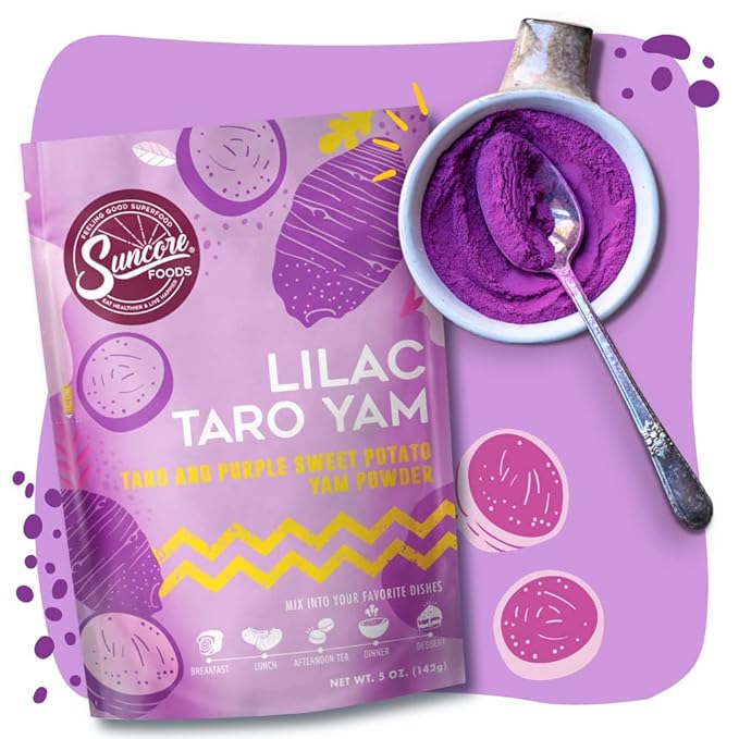 Suncore Foods Lilac Taro Yam Powder, Light Purple Food Coloring Powder, Gluten-Free, Non-GMO, 5oz (2 Pack)