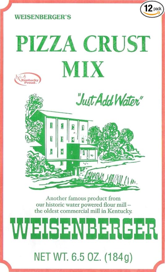 Weisenberger Pizza Crust Mix - Pizza Dough Mix for Homemade Pizza - Pizza Flour Mix for Pizza Crust Dough In Minutes - Premade Pizza Dough Fresh Ingredients, No Preservatives - 6.5 oz, 12 Pack