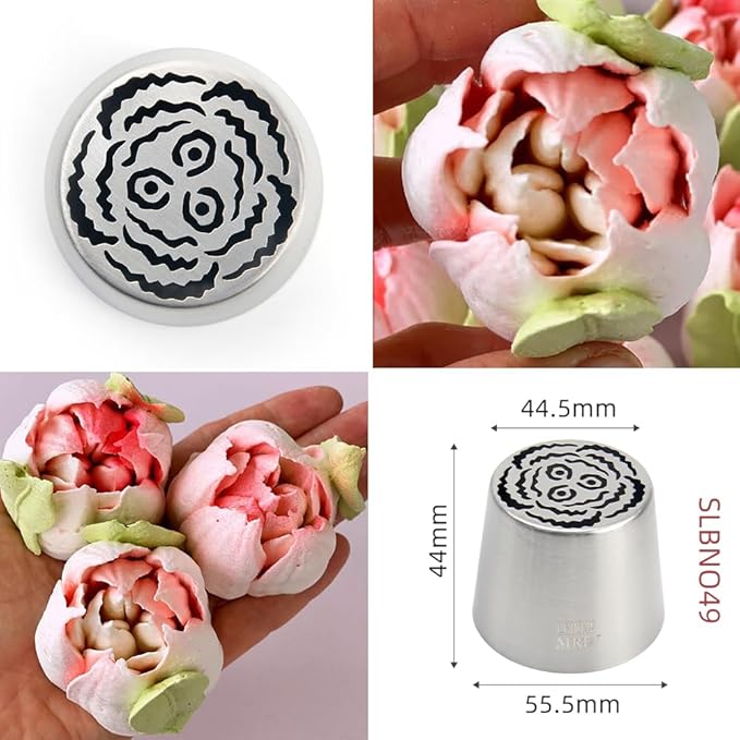 6 Pieces Extra Large Stainless Steel Russian Tulip Marshmallow Icing Tips Kit, Cupcake Dessert Piping Nozzles Set,1 Small Size Russian Icing Tip for Cake Decorations,Pastry Baking Tools
