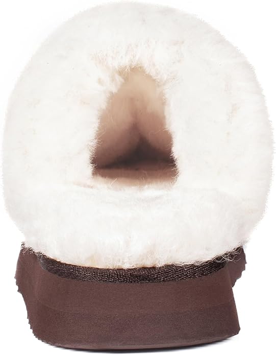 Parfeying Women's Sheepskin House Slippers Indoor Outdoor Shearling Shoes for Women