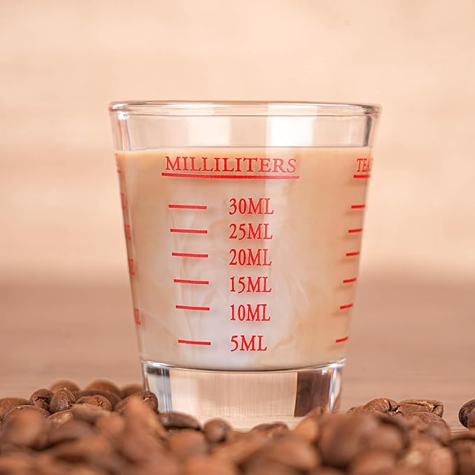 Shot Glasses Measuring cup Espresso Shot Glass Liquid Heavy Wine 2 Pack 26-Incremental Measurement 1oz, 6 Tsp, 2 Tbs, 30ml (2 pack-red)