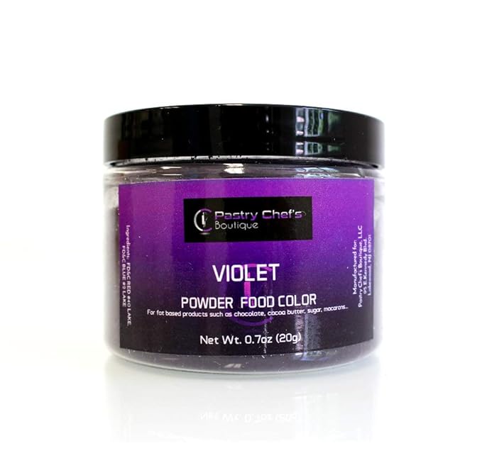 Pastry Chef's Boutique Fat Soluble Powder Food Color - Great for Coloring Chocolate and Cocoa Butter - 0.7 oz. - Violet Purple