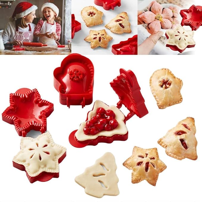 3-Piece Silicone Dough Presser Pocket Pie Molds, Variety Pack: Apple, Pumpkin, Acorn (Christmas Themed)