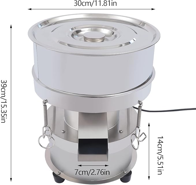Automatic Sieve Shaker Vibrating Sieve Machine 40 Mesh 60 Mesh Flour Powder Sifter Electric Vibrating Sieve Machine 110V Stainless Steel (with 2 Sieve) (40+60 Mesh)