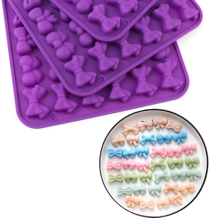Candy Chocolate Mold Silicone Mold For Making Candy, Chocolate, Cake Decoration, Pudding, Cookies, Ice Cube (Bow mold)