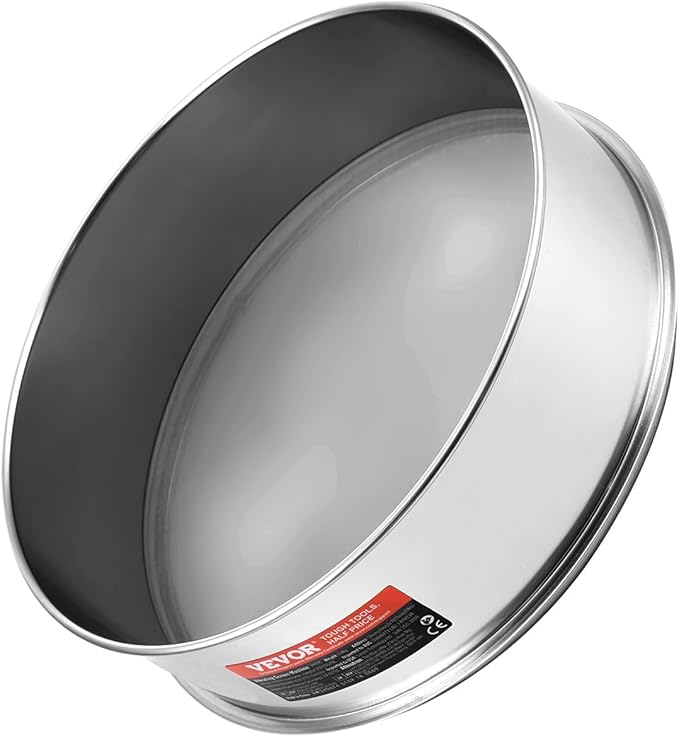 VEVOR Flour Sieve Fine Mesh, 40 Mesh Sifter, 304 Stainless Steel Sifter Food-grade, Dia. 12.6" Fine Mesh Strainers for Baking, 5 Sizes Mesh hole for Mungbean, Rice, Flour, Pearl Powder