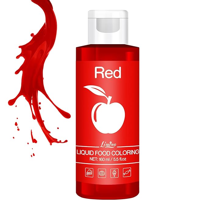 Food Coloring - Vivid Food Coloring for Baking, Cake Decorating, Cookie, Fondant, Macaron - Liquid Tasteless Food Color Dye for Airbrush, DIY Slime Making and Crafts - 6 fl.oz / 160ml (Red)