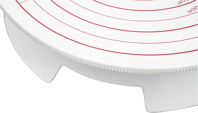 Restaurantware Pastry Tek 12 Inch Cake Turntable 1 Sturdy Rotating Cake Stand - Non-Slip Base With Locking Switch White Plastic Spinning Cake Stand For Decorating Cakes Cupcakes or Pastries