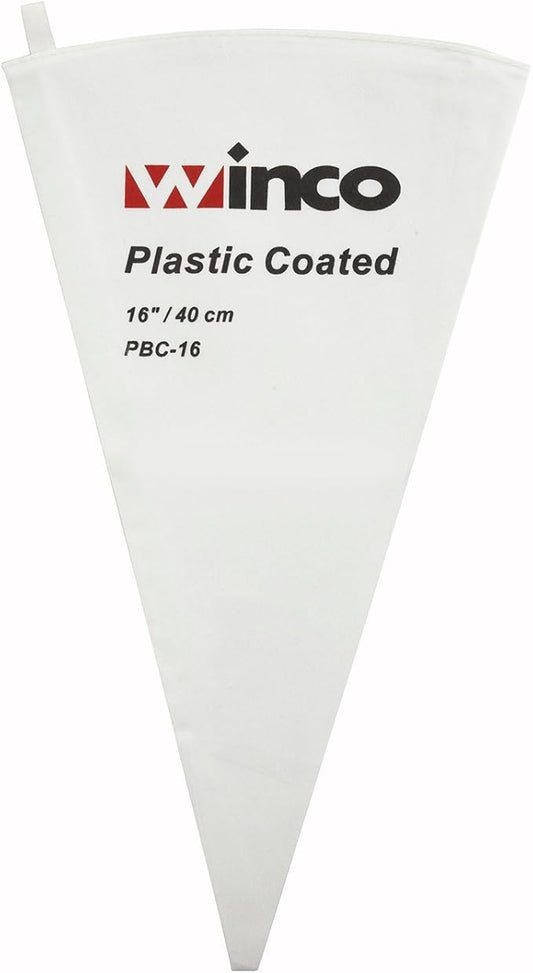 Winco Pastry Bag Cotton with Plastic Coating, 16-Inch, Medium, White