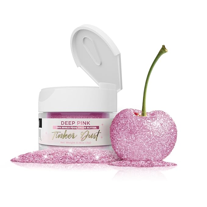 Bakell - Deep Pink Tinker Dust (5g, 1x Jar) Edible Glitter for Food, Desserts, and Beverages!