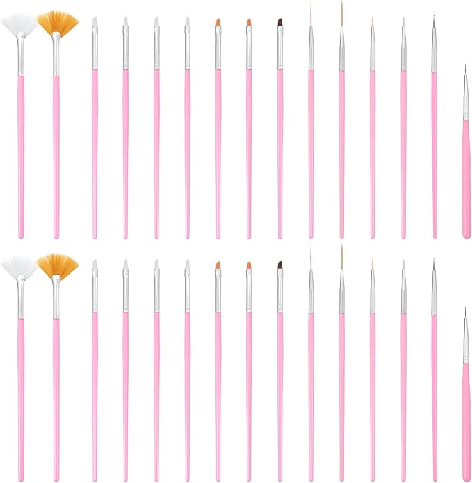 30PCS Pink Cake Decorating Painting Brushes,Cake Paint Brushes Paint Brush Function Fondant Cookie DIY Tool Set Lcing Pastry Tool for Baking Supplies