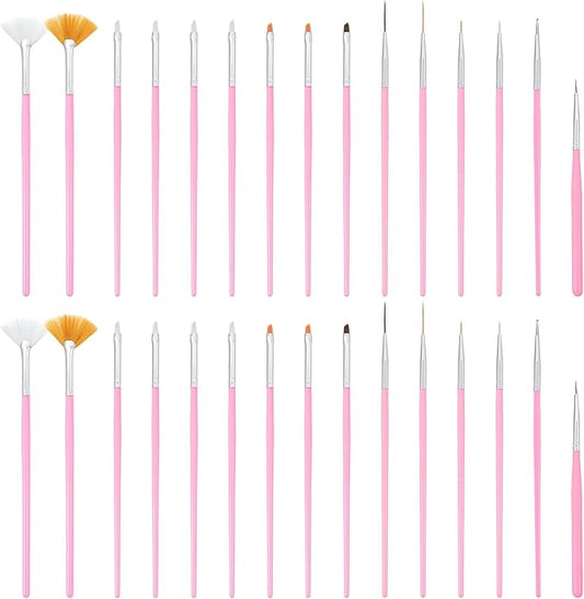 30PCS Pink Cake Decorating Painting Brushes,Cake Paint Brushes Paint Brush Function Fondant Cookie DIY Tool Set Lcing Pastry Tool for Baking Supplies