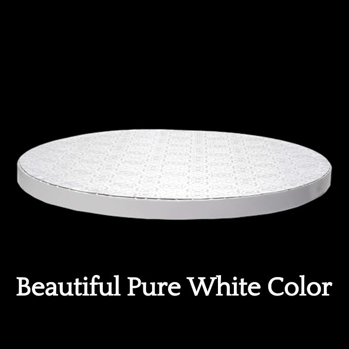 O’Creme Cake Board, White Round Cake Circles with Gorgeous Design, Sturdy & Durable 1/2” Thick Cake Drums, Round Cake Boards with 22” Diameter, Pack of 5 Disposable Cake Drums