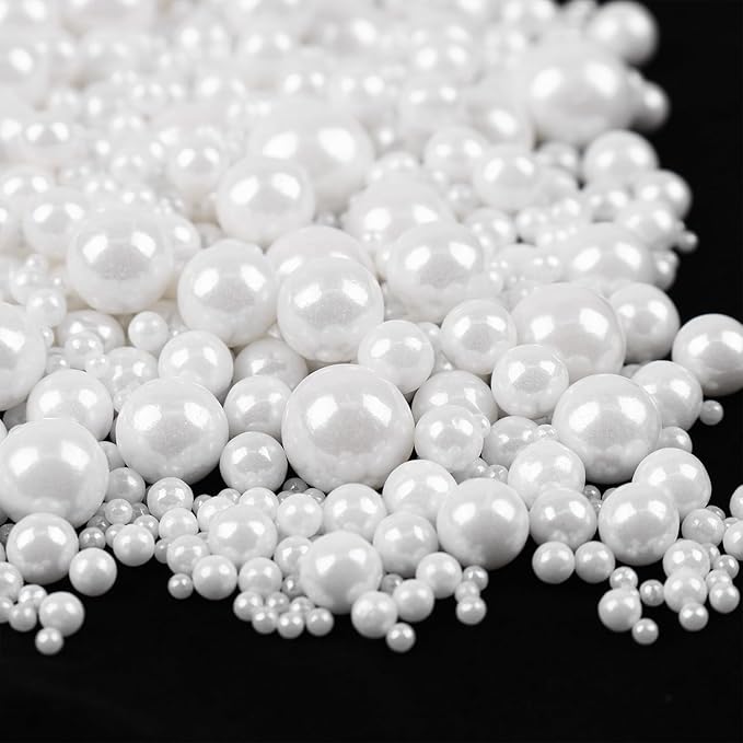 White Pearls Sprinkles for Cake Decorating 3.5 Ounces, Edible Sugar Candy Cupcake Topper, Cookies, Ice Cream Toppings Cake Decorations for Wedding Party Anniversary