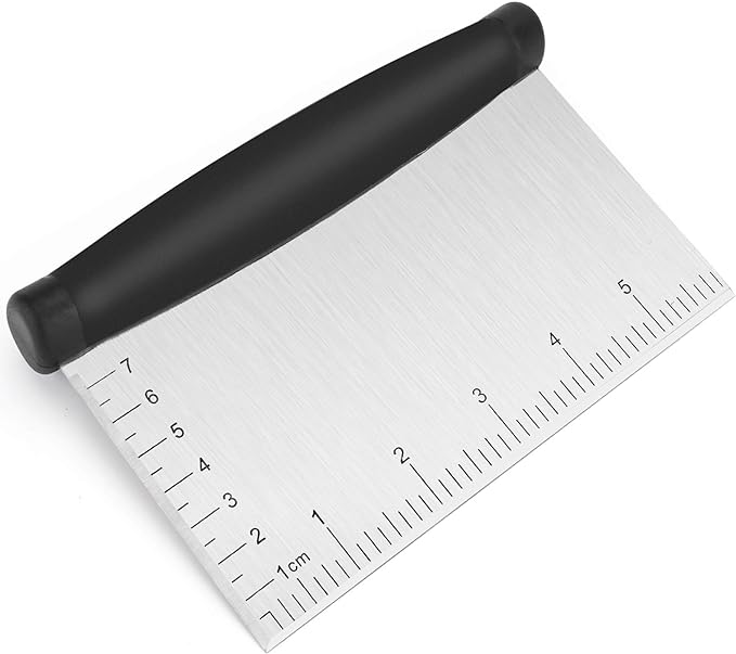 Bench Scraper & Chopper - 6 Inch Stainless Steel Dough Cutter with Contoured Grip, Multi-Purpose Kitchen Tool for Baking Cooking, Food Scraper Chopper & Pastry Knife