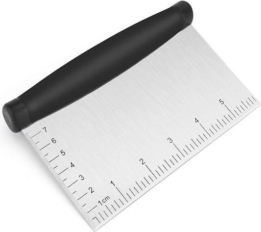 Bench Scraper & Chopper - 6 Inch Stainless Steel Dough Cutter with Contoured Grip, Multi-Purpose Kitchen Tool for Baking Cooking, Food Scraper Chopper & Pastry Knife