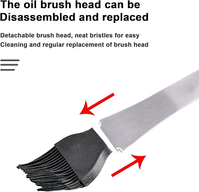 Basting Brush, 17.7 in Multipurpose Stainless Steel Long Handle Basting Brush Oil Spread Brush Heat Insulation Anti Scalding Cooking Brush for Pastry Sauce BBQ Grill