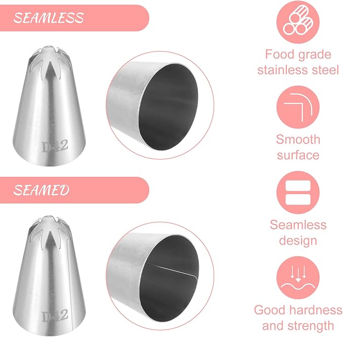 8 PCS Large Piping Tips Set with Bags, Frosting Piping Kit, Stainless Steel Icing Tips for Cake Decorating, Frosting, Multi-opening, Various Models