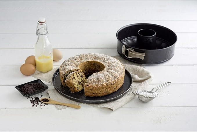 Zenker 10-inch Non-Stick Carbon Steel Springform Pan with 2 Bases, Standard and Bund