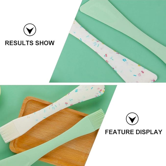 Hemoton 2- in- 1 Silicone Scraper with Oil Brush Double Head Spatula Basting Pastry Brush Baking Scraper Cream Spatulas Cooking Baking Tools (Assorted Color)
