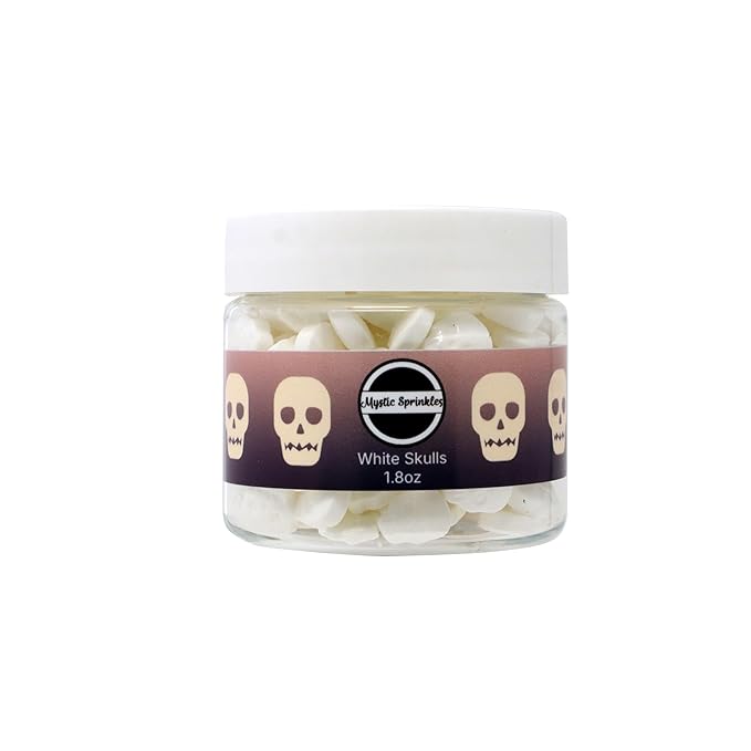 Mystic Sprinkles Halloween Candy Shape Sprinkles (White Skulls, 2oz Jars)