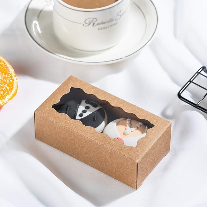 JCXGRVC small treat boxes with window - 100pcs candy box for chocolate & bakery treats Macaron Packaging for Wedding 4.17 x 2.16 x 1.37 inches macaron boxes for 2