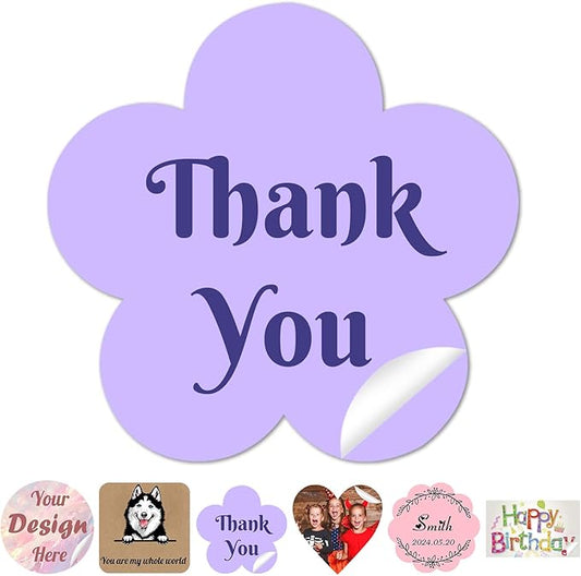50~1000Pcs Personalized Sticker Custom Label Customized Business Logo Vinyl Stickers Personalized Waterproof Labels with Name Text Photo Make Your Own Printed Sticker for School Office - Flower 5"