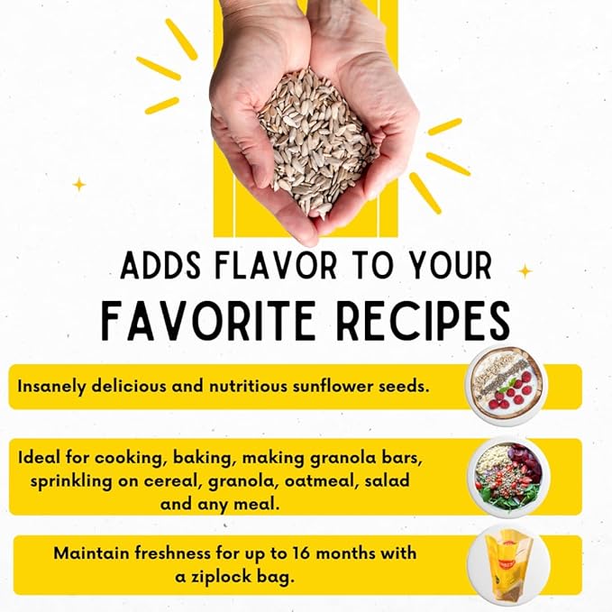 Sunbest Natural Raw Sunflower Seed Kernels – 80 oz (5 lb) Bulk Bag – Unsalted Sunflower Seeds to Eat – Nutrient-Rich, Low Sodium, Vegan, Gluten-Free – Perfect for Snacking, Cooking & Baking