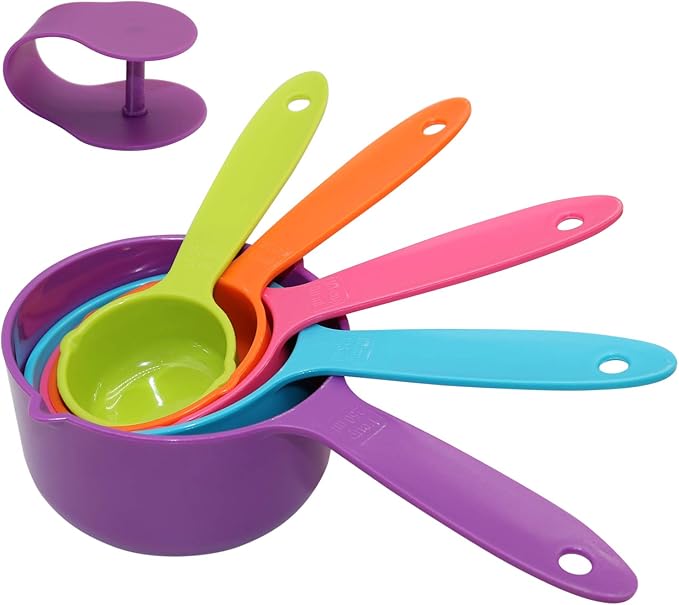 Rypet Pet Food Scoop Set of 5 - Measuring Cups and Spoons Set Plastic for Dog, Cat and Bird Food (Random Color)
