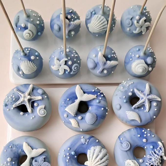 Edible Blue Sugar Pearls Sprinkles Candy Mix Size Pearls Cake Decorations Cupcake Toppers Cookie Decorating Perfect for Wedding Party Valentine Halloween Christmas Supplies 4.58OZ