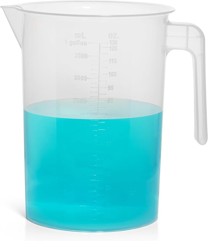 1 Gallon Measuring Pitcher 3-Pack | 3.785 Liter Shatterproof Plastic Large Graduated Mixing Pitchers, 1 Gallon (128 Fl Oz)