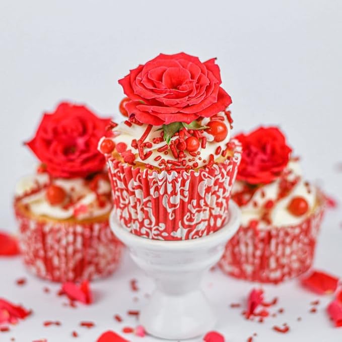 Red Sprinkles Valentines Day Sprinkles for Cake Decorating Fancy Valentine Day for Cookie Decorating Valentines Day Edible Cake Decorations Cake for Baking with Sugar Pearls