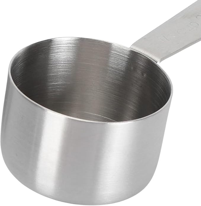 2pcs Stainless Steel Coffee Spoon with Black Silicone Handle Measuring Cup 1/8 Cup (2 Tbsp/30 ml/30 cc/1 oz)