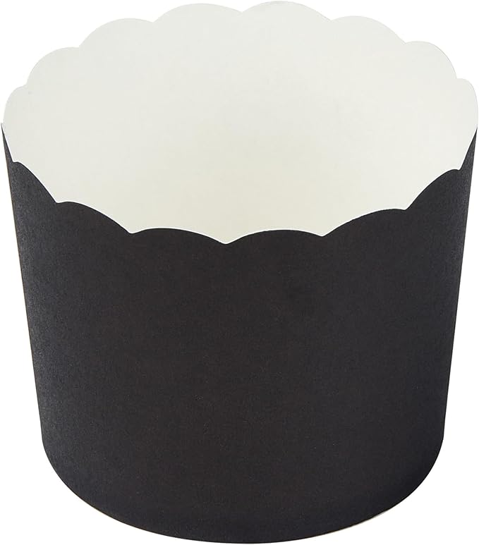 Panificio 6 Ounce Cupcake Wrappers, 200 Scalloped Baking Cups - Oven-Ready, Greaseproof, Black Paper Cupcake Liners, Disposable, For Birthdays, Baby Showers, Or Weddings - Restaurantware